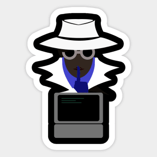 Lady White Shush (Afro W/Computer): A Cybersecurity Design Sticker